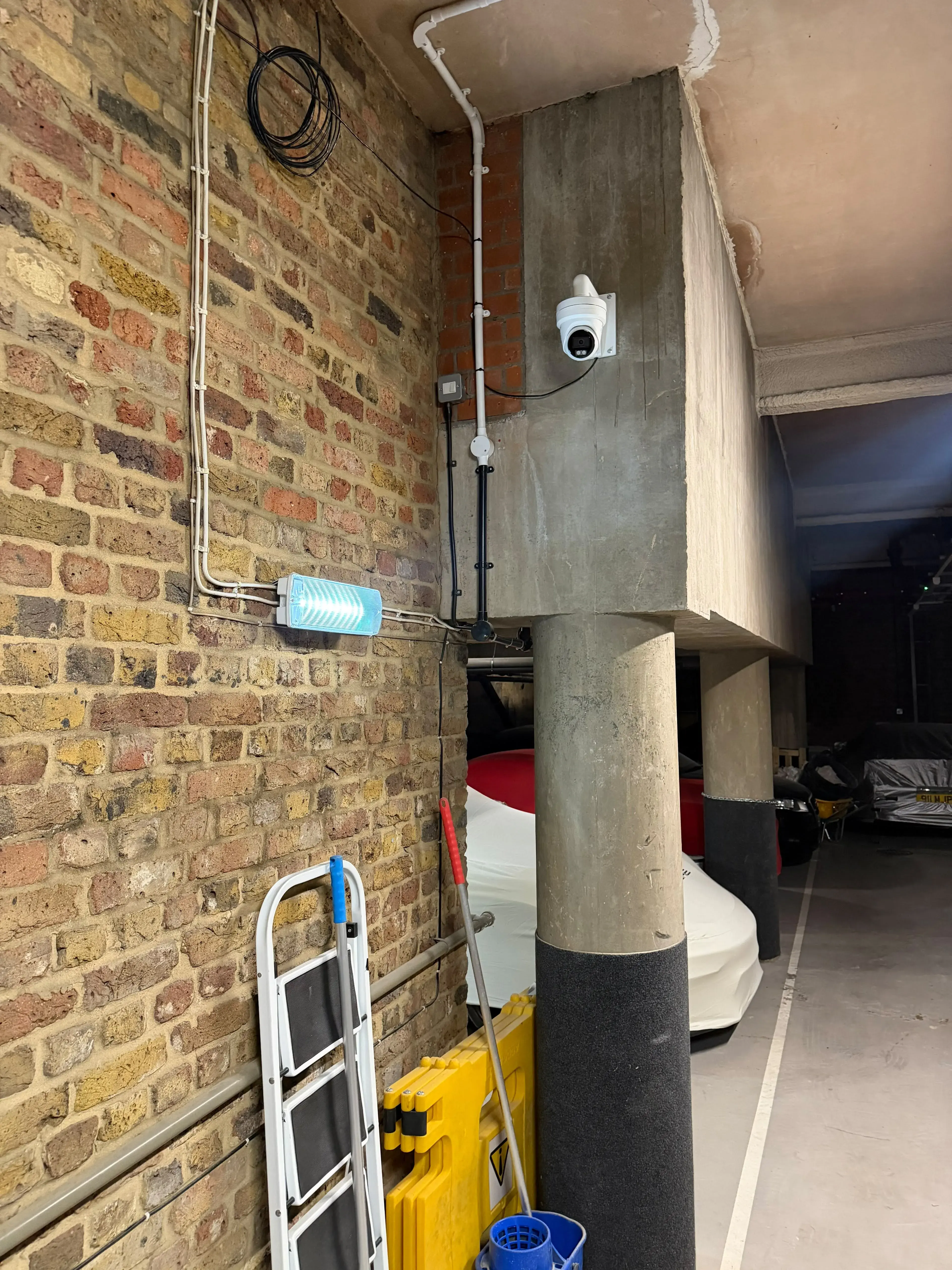 CCTV camera covering an underground car park